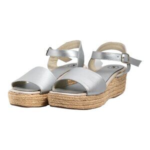 Silver Espadrille Wedge Sandal